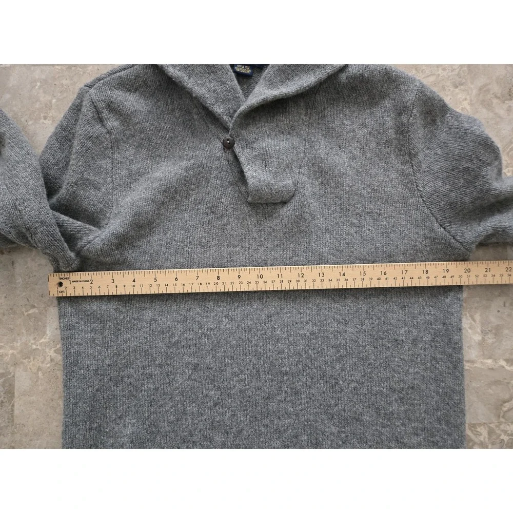 Vintage RALPH LAUREN RUGBY 100% WOOL‎ Knit Sweater SUEDE ELBOW Patch Mens Large